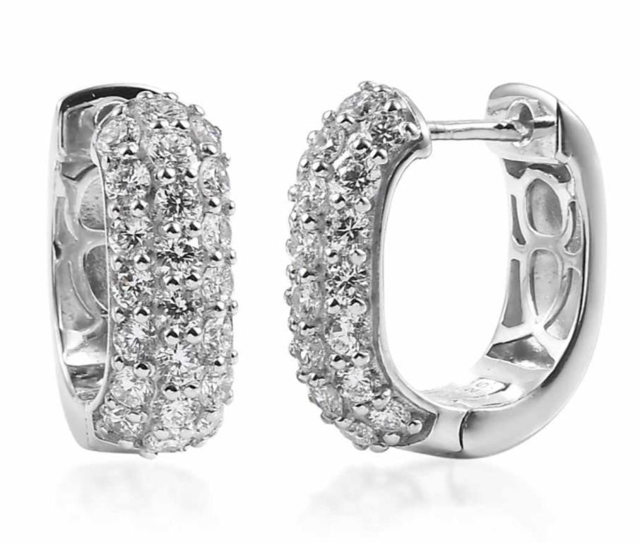 Luxe 2.22ct VS Diamond Hoop Earrings in Sterling Silver