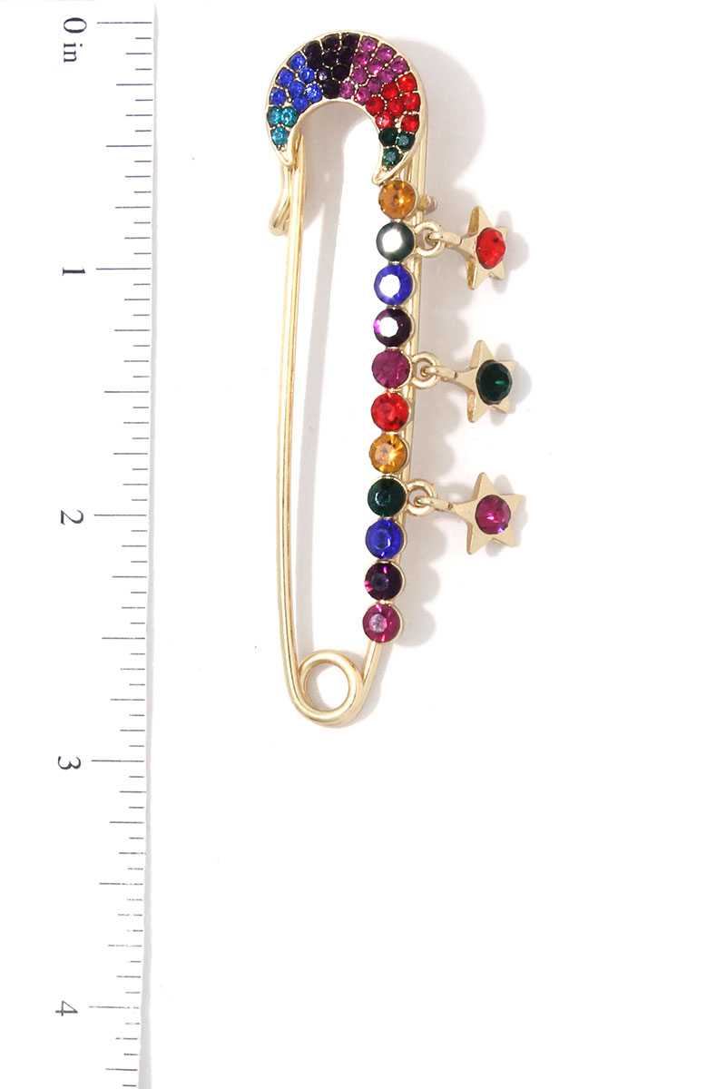 Rhinestone Star Dangle Brooch - ANDRA'S