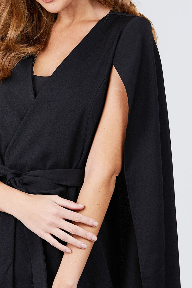 Open Peaked Front W/belt Detail Cape Jacket - ANDRA'S