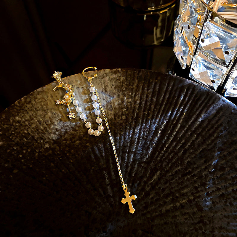 Moon + Cross Earring Cuff