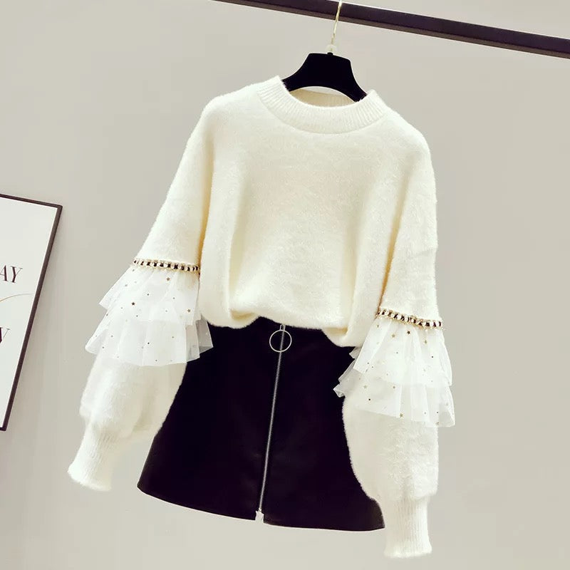 Starry Faux Fur Sweater