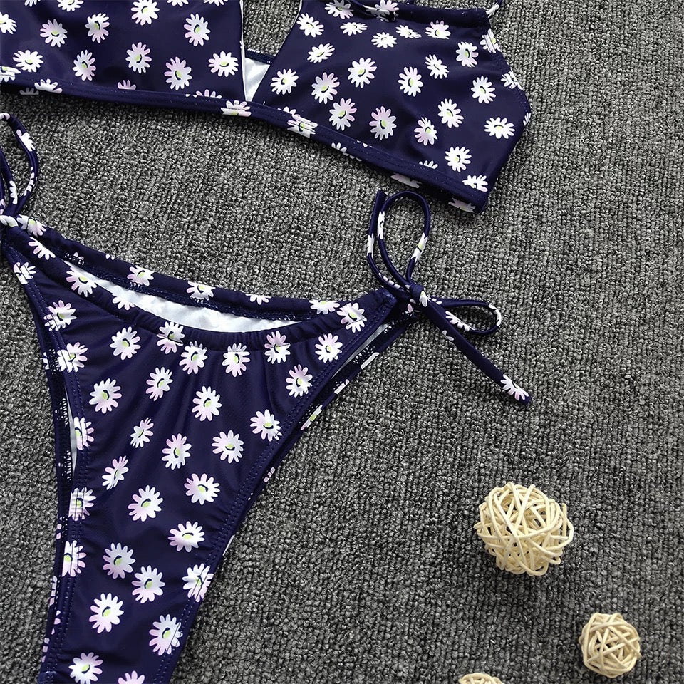 Midnight Bloom Bikini – Navy Floral Two-Piece Set