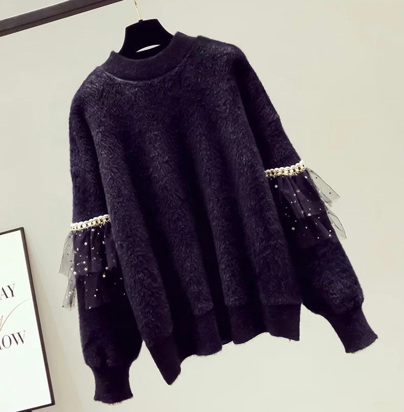 Starry Faux Fur Sweater