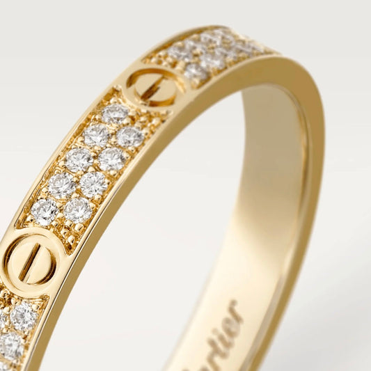 Gold L O V E Ring with diamonds