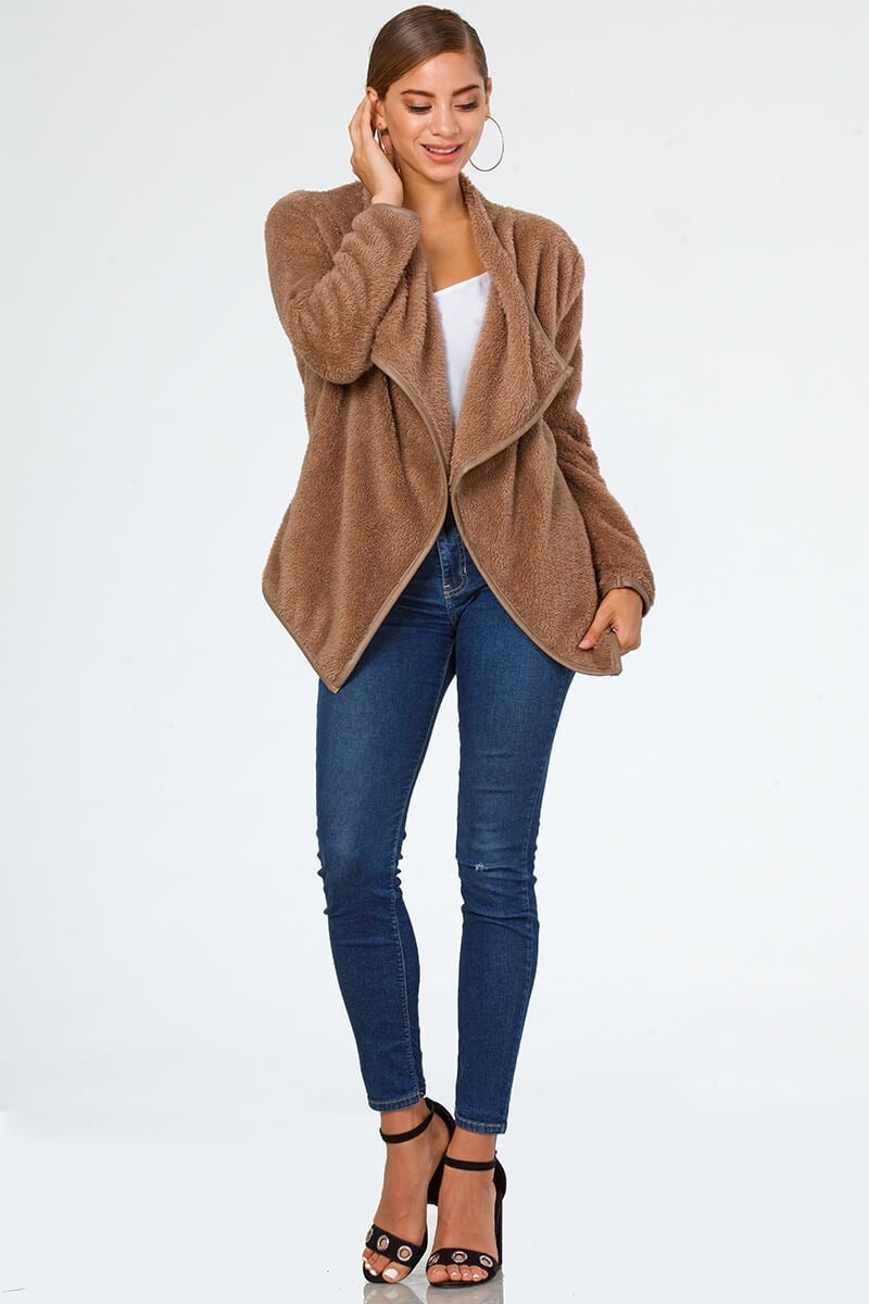 Mocha Faux Fur Jacket - ANDRA'S