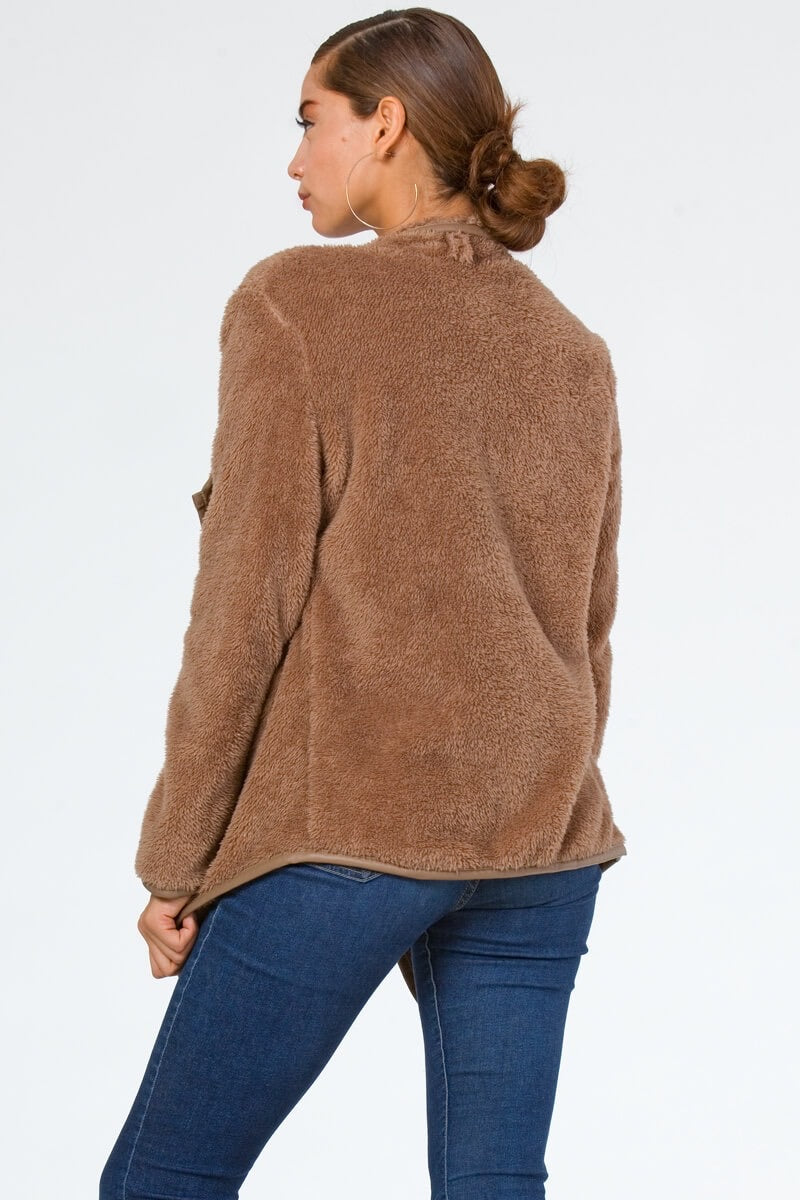 Mocha Faux Fur Jacket - ANDRA'S