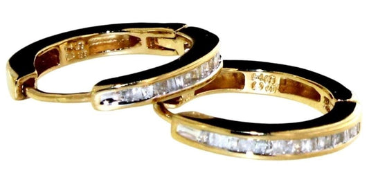 Delicate 0.25ct Natural Baguette Diamond Earrings with Gold Overlay