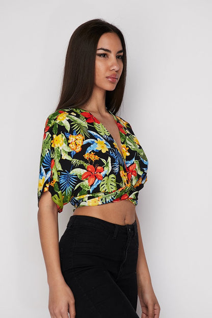 Floral Tie Front Crop - ANDRA'S