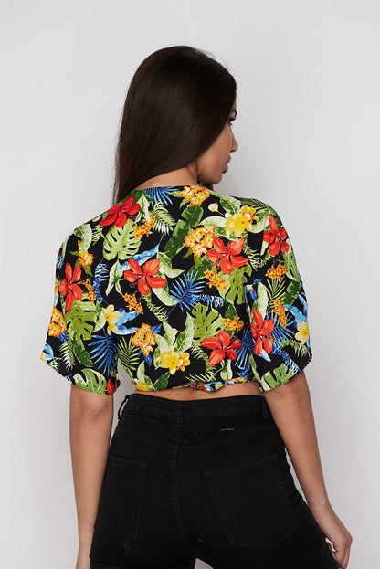 Floral Tie Front Crop - ANDRA'S