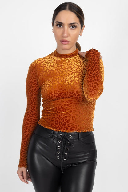 Lettuce Trim Leopard Print Top - ANDRA'S