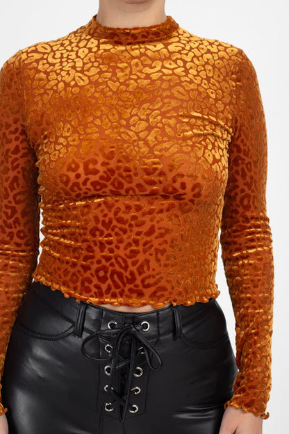 Lettuce Trim Leopard Print Top - ANDRA'S