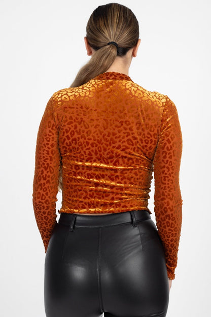 Lettuce Trim Leopard Print Top - ANDRA'S