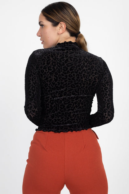 Lettuce Trim Leopard Print Top - ANDRA'S