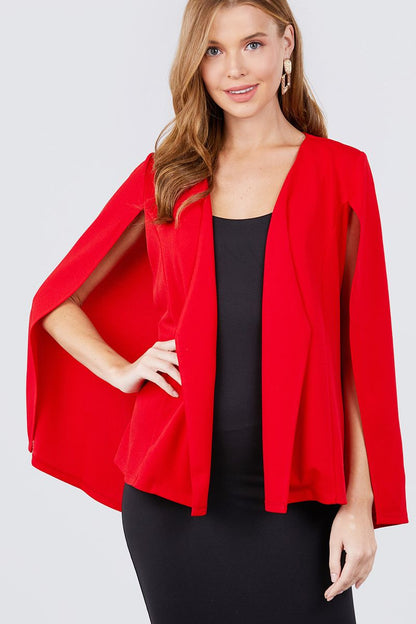 Open Peaked Front W/belt Detail Cape Jacket - ANDRA'S