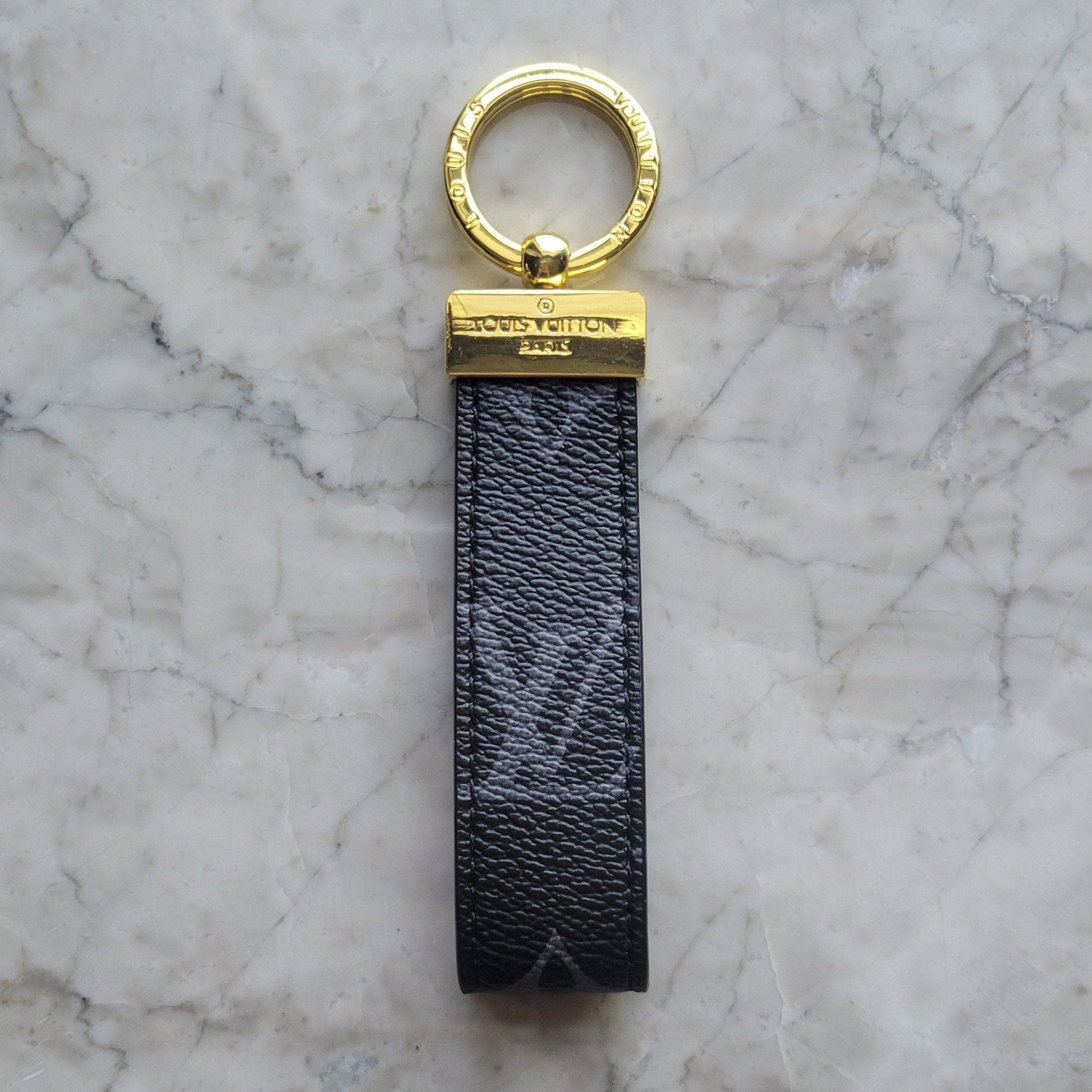 Louis Vuitton Black & Multi Coated Canvas Snap Closure Monogram Keychain