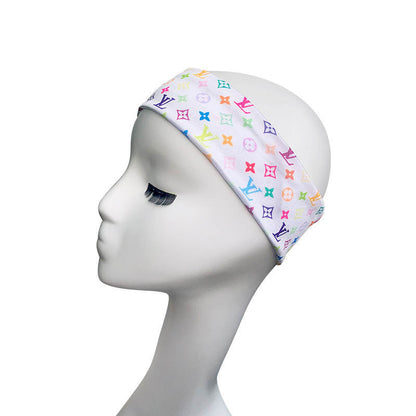 louis vuitton headband with colorful lv monogram pattern