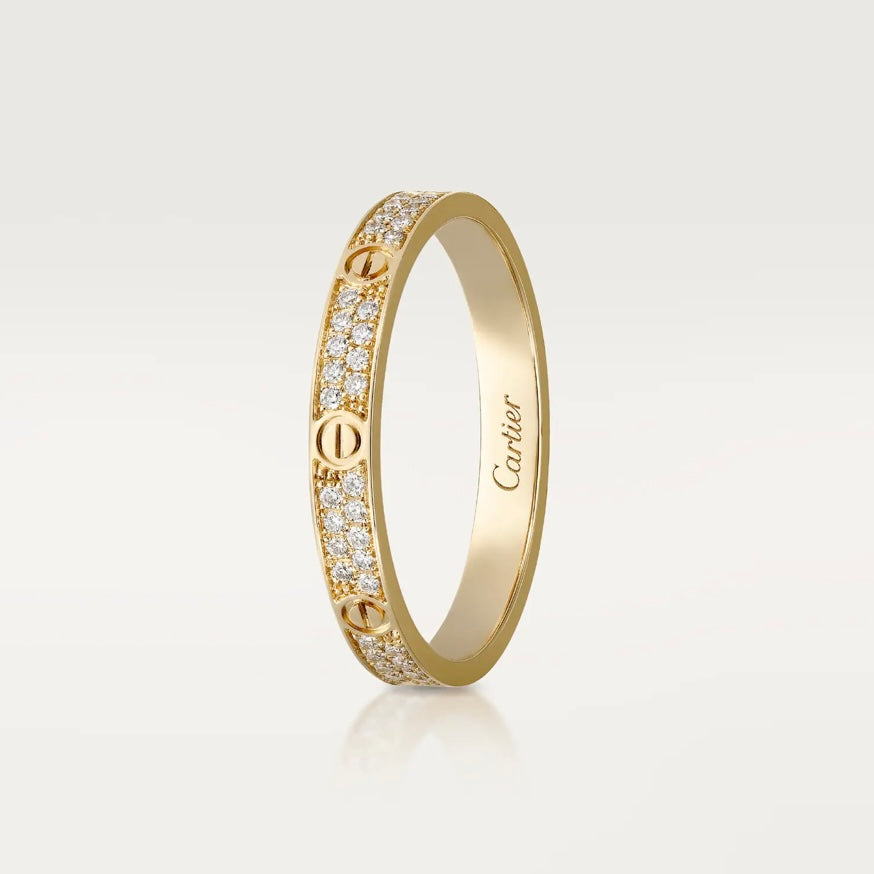 Gold L O V E Ring with diamonds