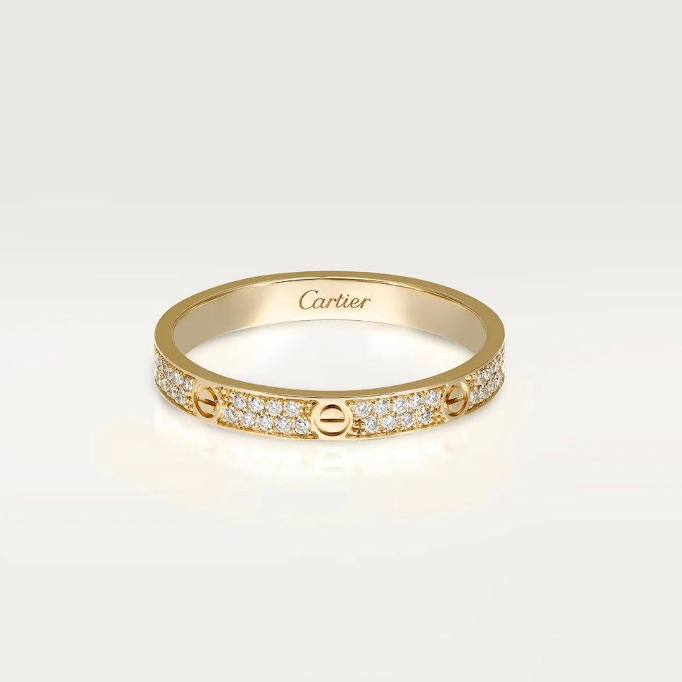 Gold L O V E Ring with diamonds