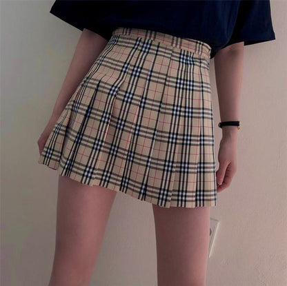 Checkered Pleated Skirt